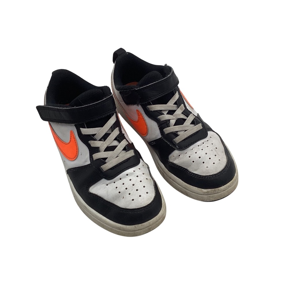 Nike Court Borough Low 2 Black White Orange Kids Sneakers Size 1.5 Boy